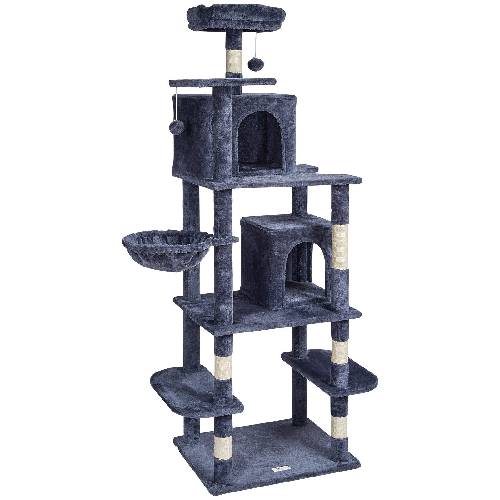 Cat Scratching Posts: VEVOR Cat Tree 174 cm Cat Tower with Cat Condos Sisal Scratching Post Dark Grey
