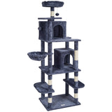 Cat Scratching Posts: VEVOR Cat Tree 174 cm Cat Tower with Cat Condos Sisal Scratching Post Dark Grey