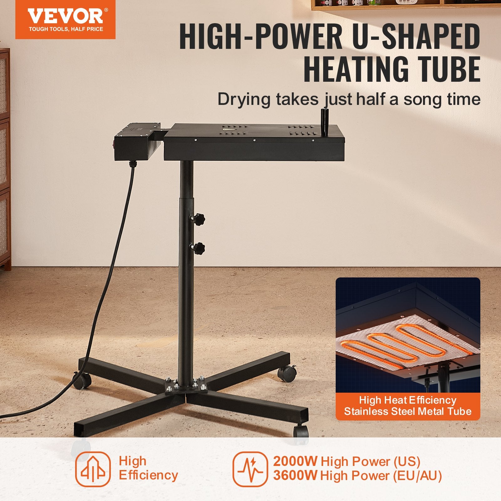 Flash Dryer, 18 x 25 inch Flash Dryer for Screen Printing, High Power Silk Screen Printing Dryer with Height Adjustable Stand, 360° Rotation, X-Shaped Base, Steel T-Shirt Curing Machine
