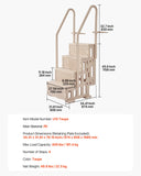 VEVOR 4-Step Taupe Robust Pool Ladder of 2 Handrails for 1219.2-1371.6 mm Pools