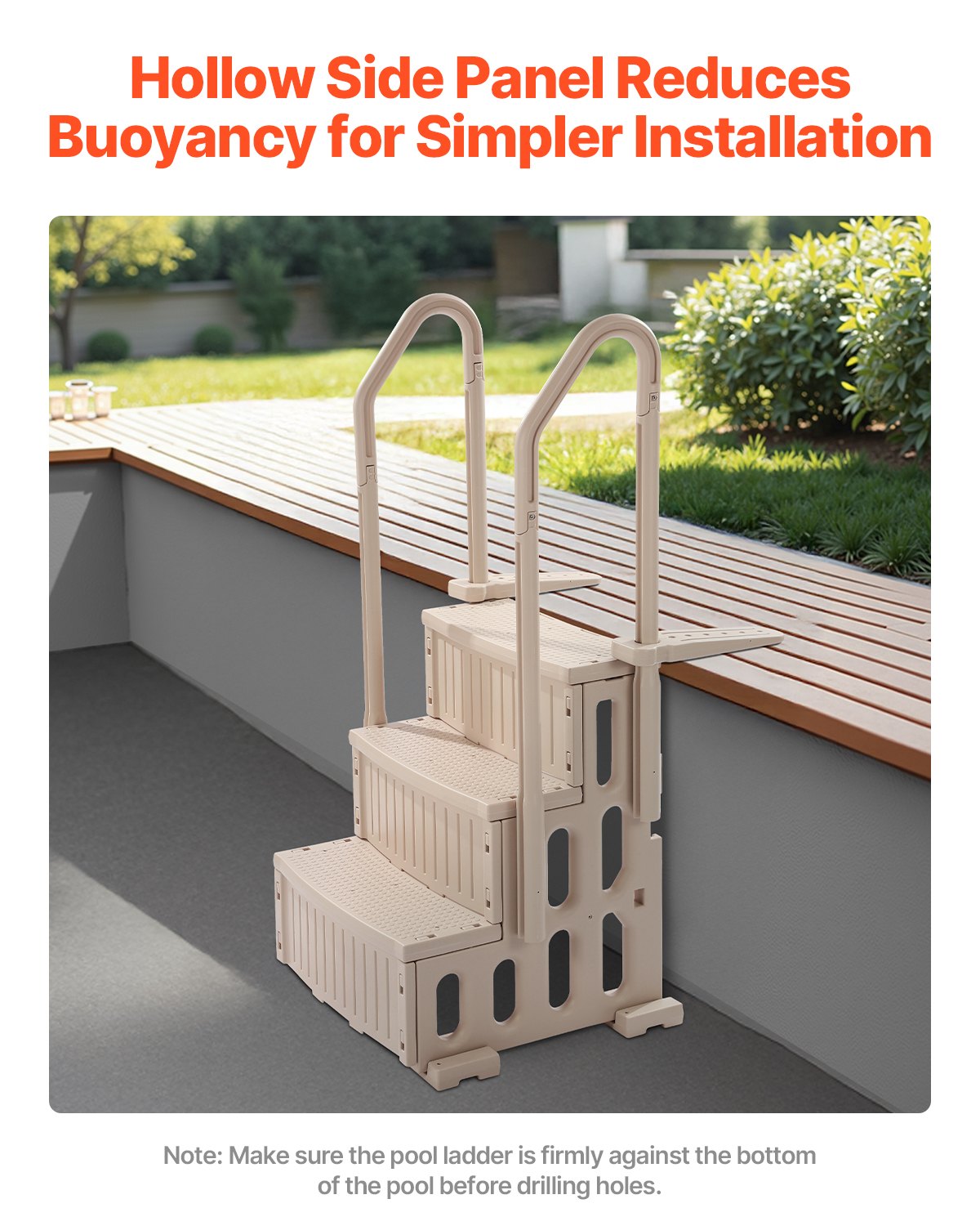 Kitchen & Bathroom DIY: VEVOR 3-Step Taupe Robust Pool Ladder of 2 Handrails for 914.4-1219.2 mm Pools