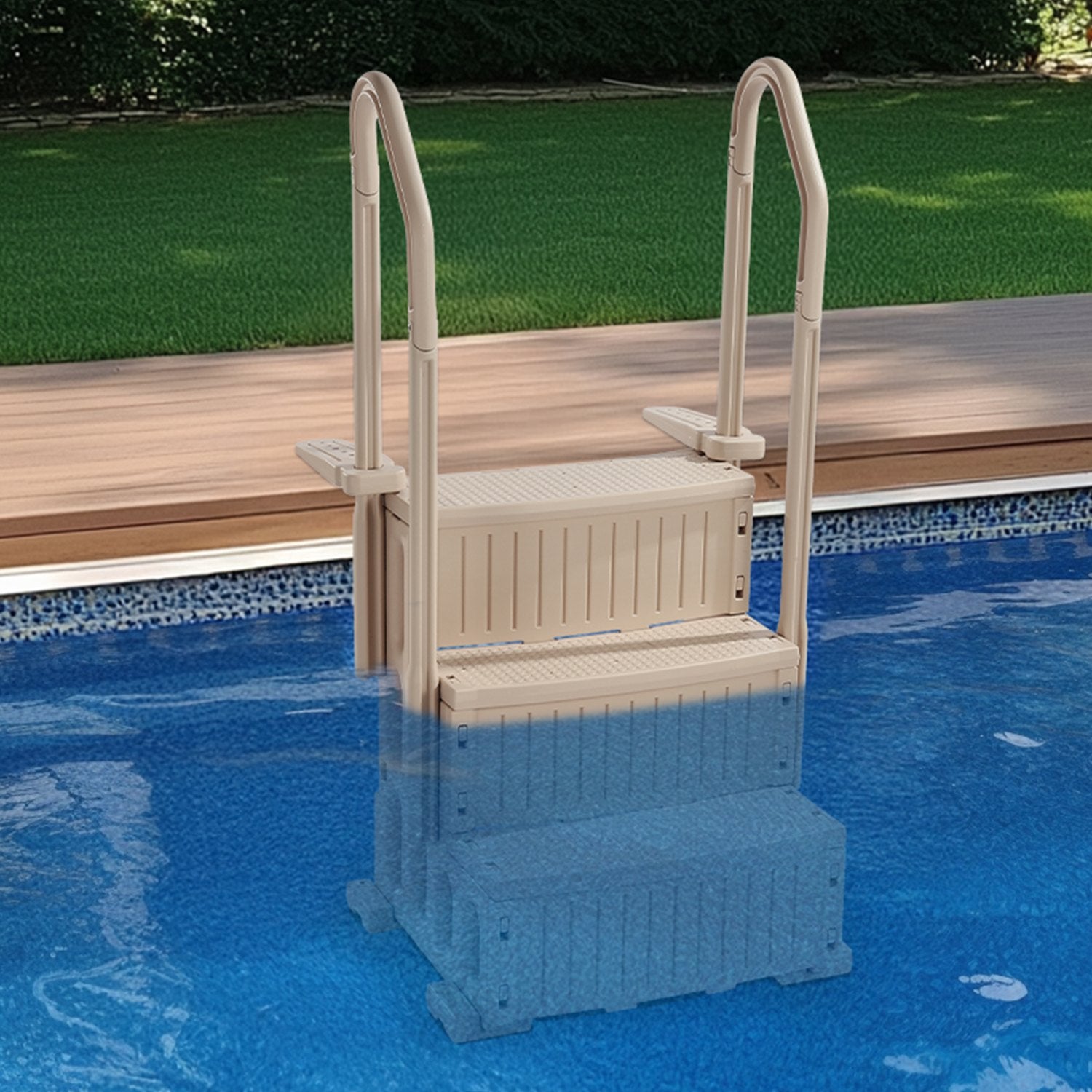 Kitchen & Bathroom DIY: VEVOR 3-Step Taupe Robust Pool Ladder of 2 Handrails for 914.4-1219.2 mm Pools