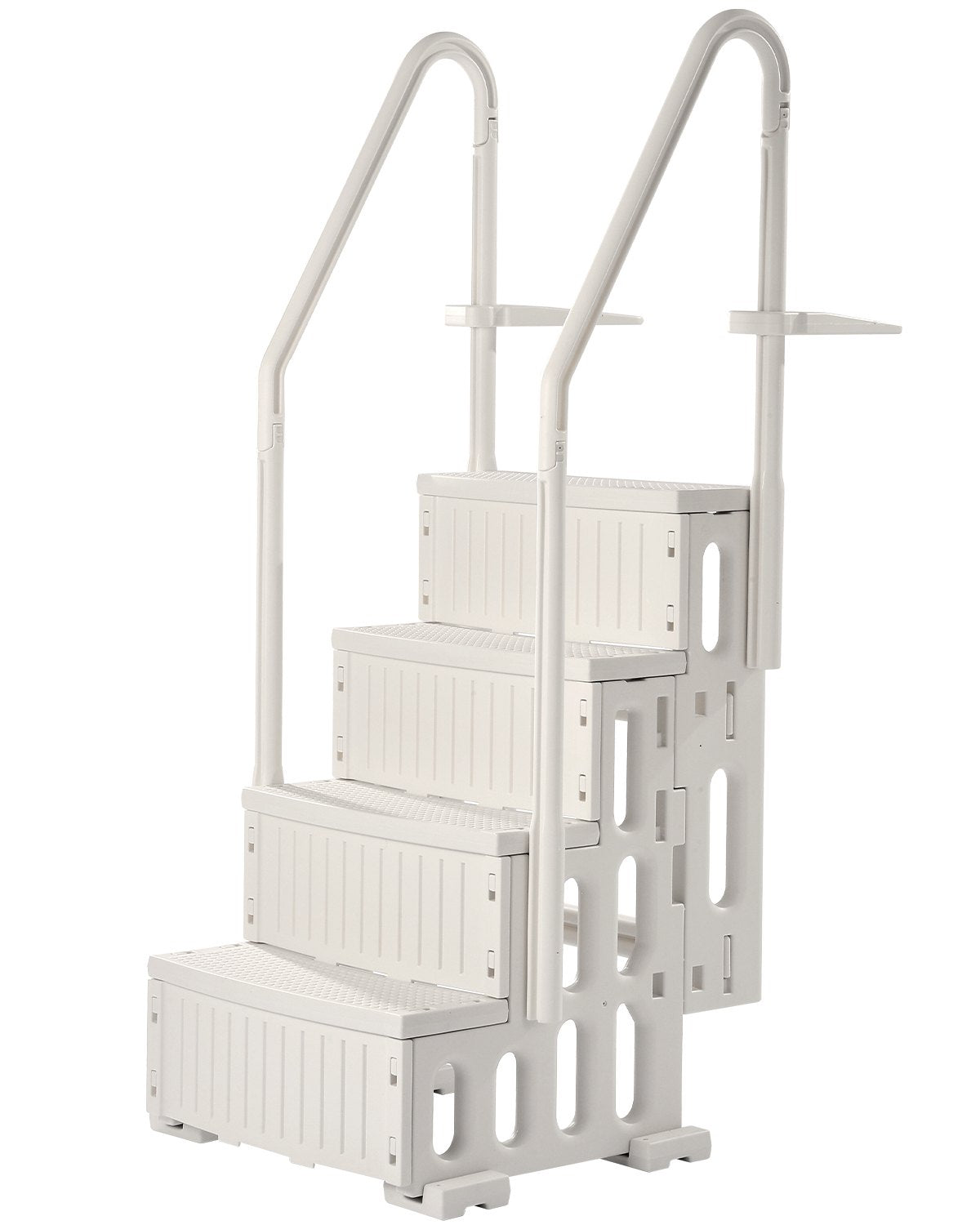 Swimming Pools: VEVOR 4-Step White Robust Pool Ladder of 2 Handrails for 1219.2-1371.6 mm Pools