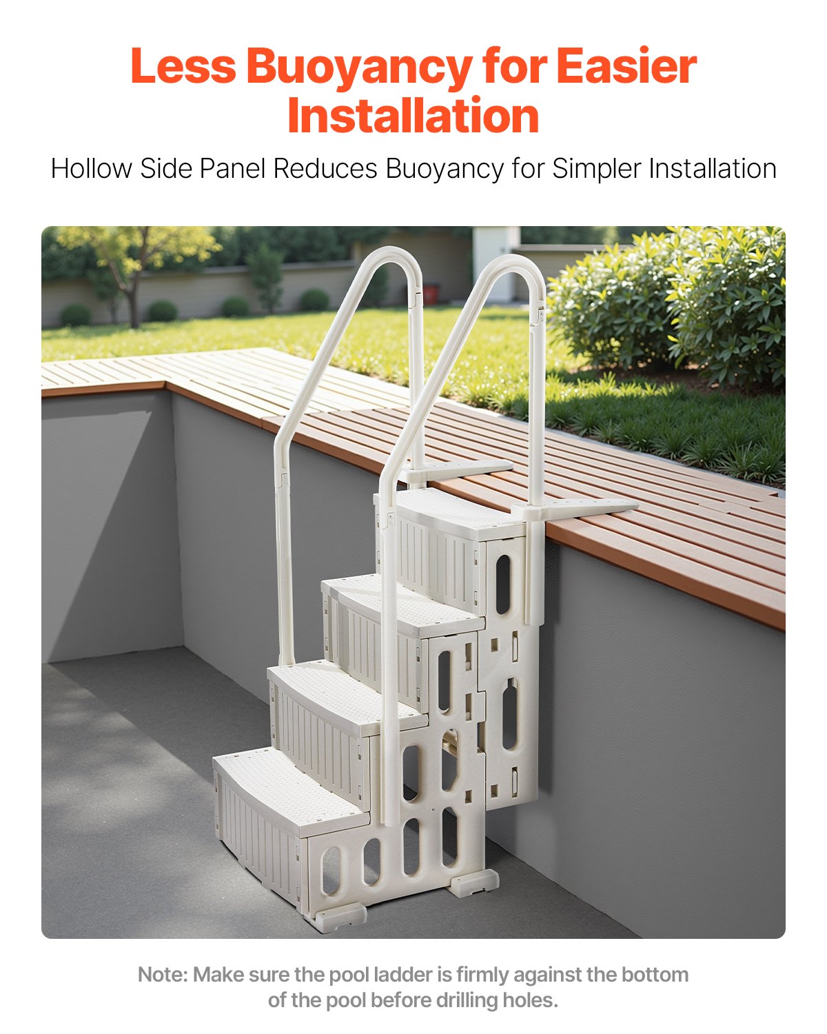 Swimming Pools: VEVOR 4-Step White Robust Pool Ladder of 2 Handrails for 1219.2-1371.6 mm Pools