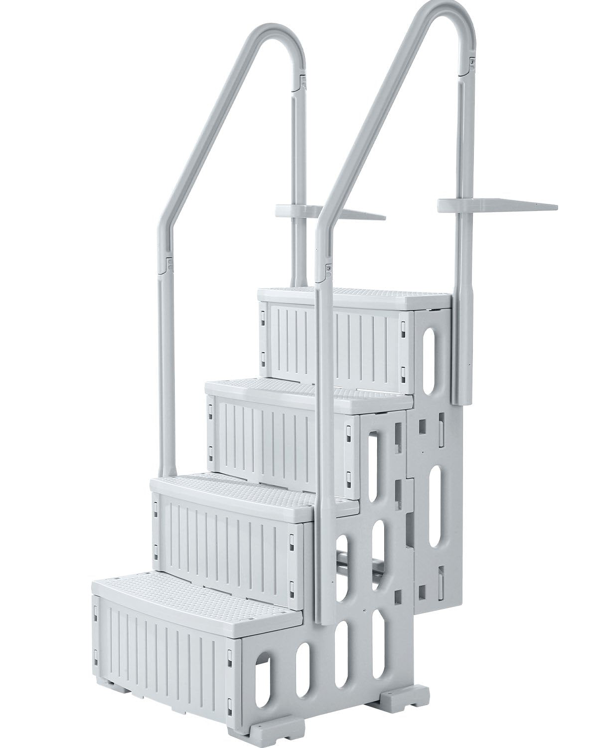 Swimming Pools: VEVOR 4-Step Grey Robust Pool Ladder of 2 Handrails for 1219.2-1371.6 mm Pools
