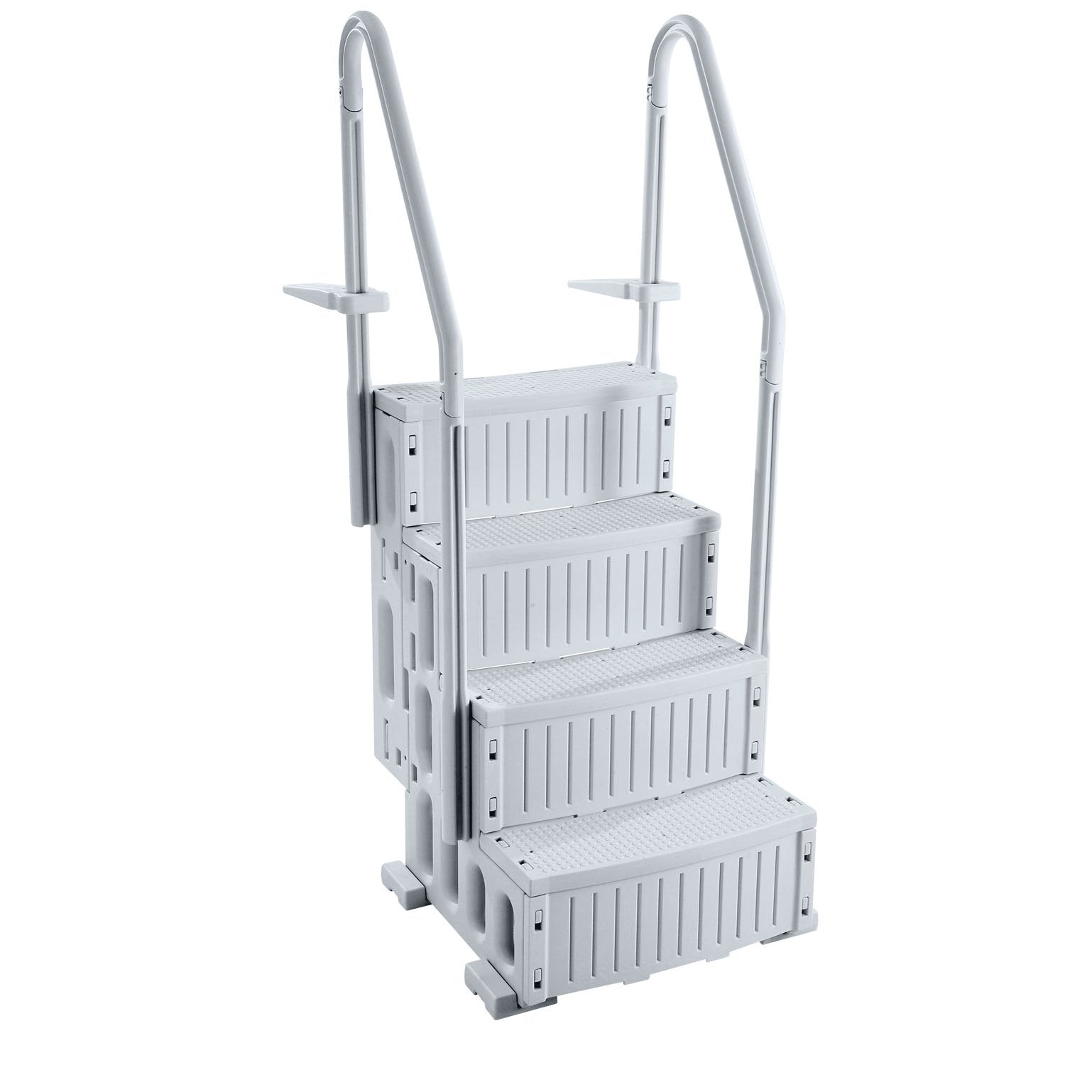 Swimming Pools: VEVOR 4-Step Grey Robust Pool Ladder of 2 Handrails for 1219.2-1371.6 mm Pools