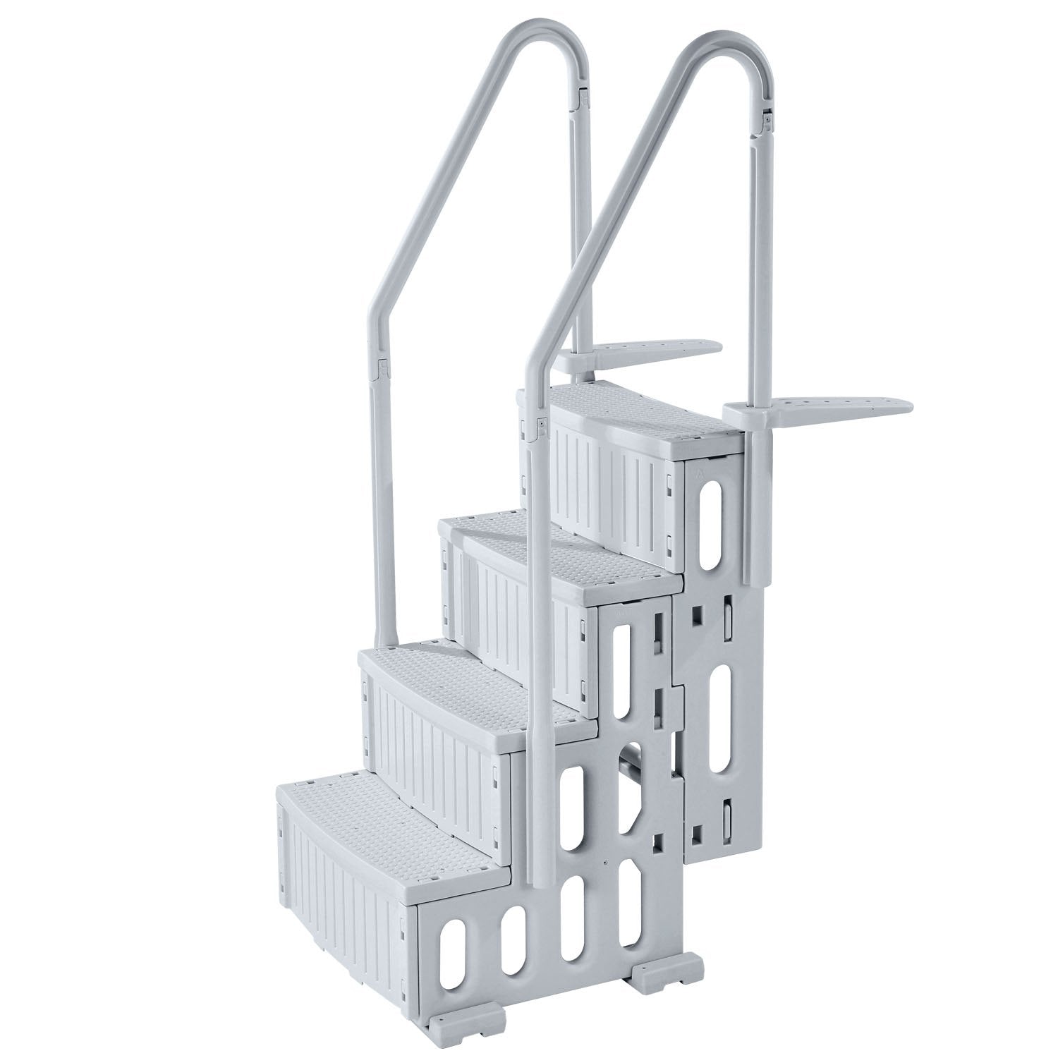 Swimming Pools: VEVOR 4-Step Grey Robust Pool Ladder of 2 Handrails for 1219.2-1371.6 mm Pools