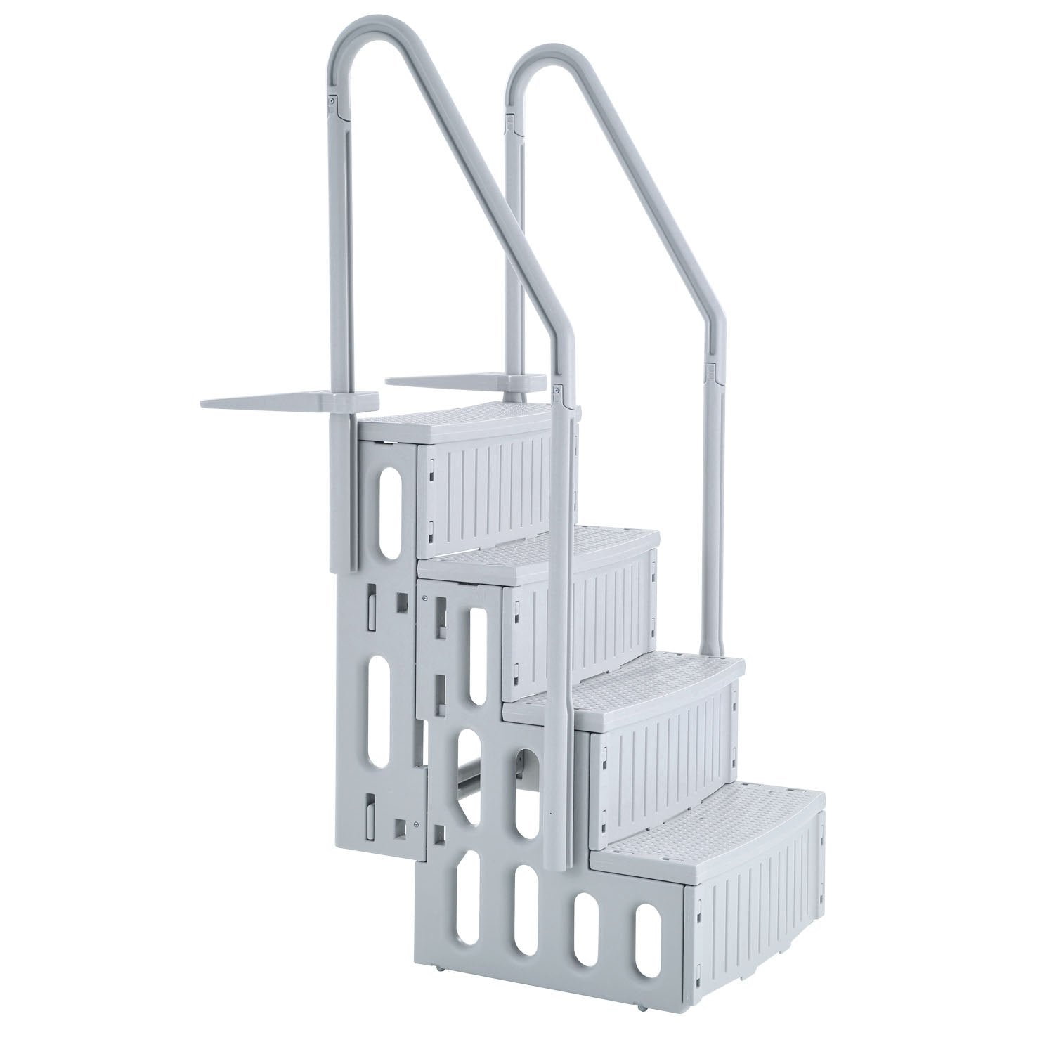Swimming Pools: VEVOR 4-Step Grey Robust Pool Ladder of 2 Handrails for 1219.2-1371.6 mm Pools