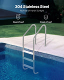 Swimming Pools: VEVOR Stainless Steel Pool Ladder 3-Step & 2 Handrails for 1219.2-1371.6 mm Pool