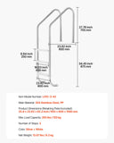 Swimming Pools: VEVOR Stainless Steel Pool Ladder 3-Step & 2 Handrails for 1219.2-1371.6 mm Pool
