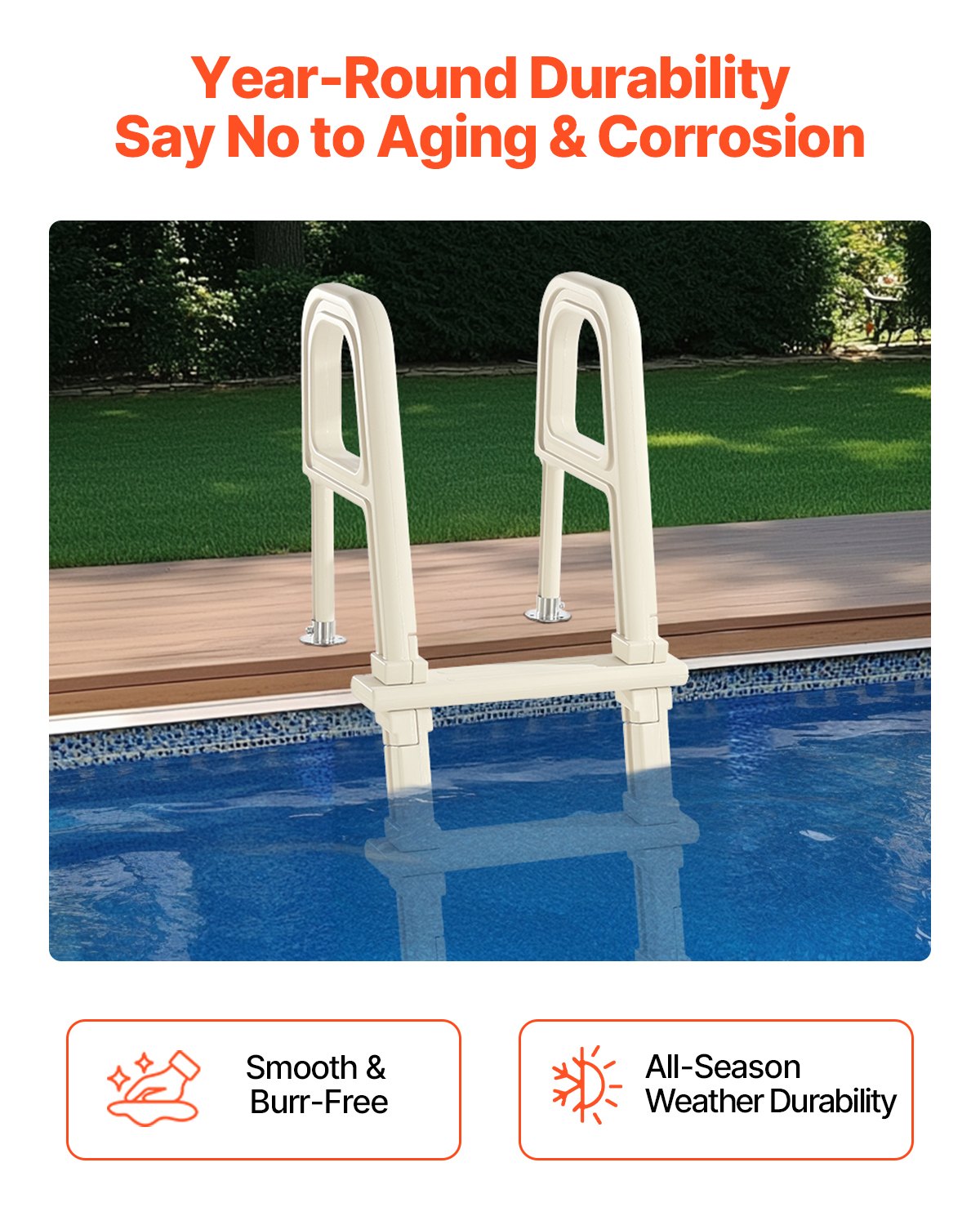 Swimming Pools: VEVOR 5-Step Inclined Robust Pool Ladder of 2 Handrails for 1219.2-1371.6mm Pool