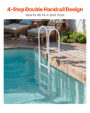 Swimming Pools: VEVOR Thickened 4-Step Pool Ladder of Double Handrails for 1219.2-1371.6mm Pool