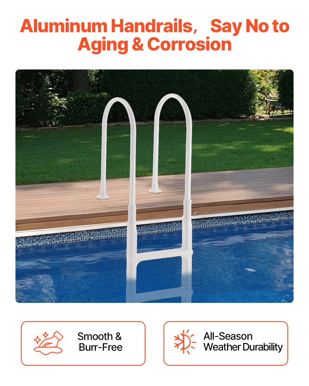 Swimming Pools: VEVOR Thickened 4-Step Pool Ladder of Double Handrails for 1219.2-1371.6mm Pool