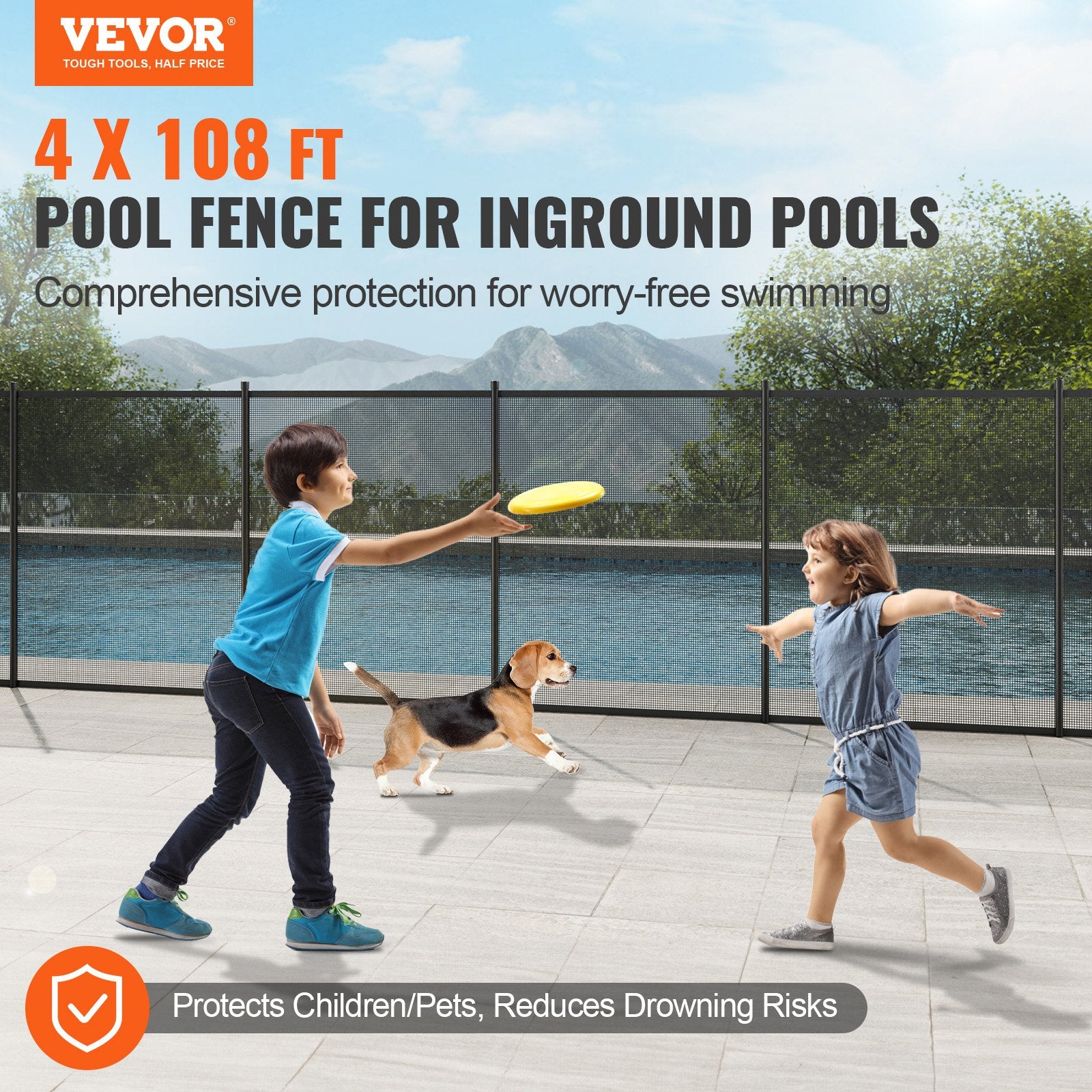 Fencing: VEVOR Pool Fence 4 x 108 FT Removable Pool Fences for Inground Pools Outdoor