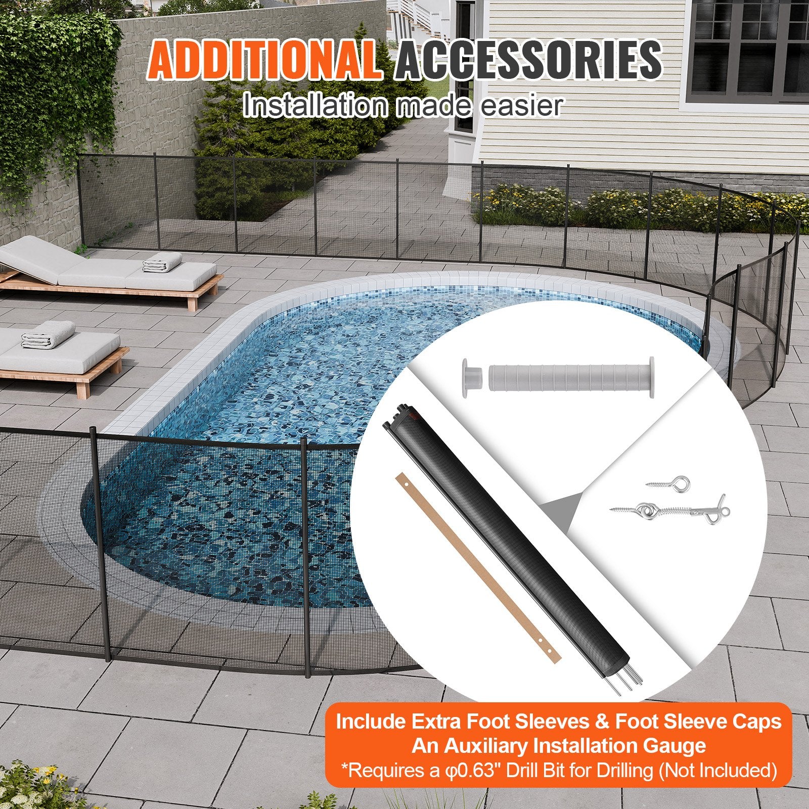 Pool Covers & Accessories: VEVOR Pool Fence, 4 x 12 FT Pool Fences for Inground Pools, Removable Child Safety Pool Fencing, Easy DIY Installation Swimming Pool Fence, 340gms Teslin PVC Pool Fence Mesh Protects Kids and Pets