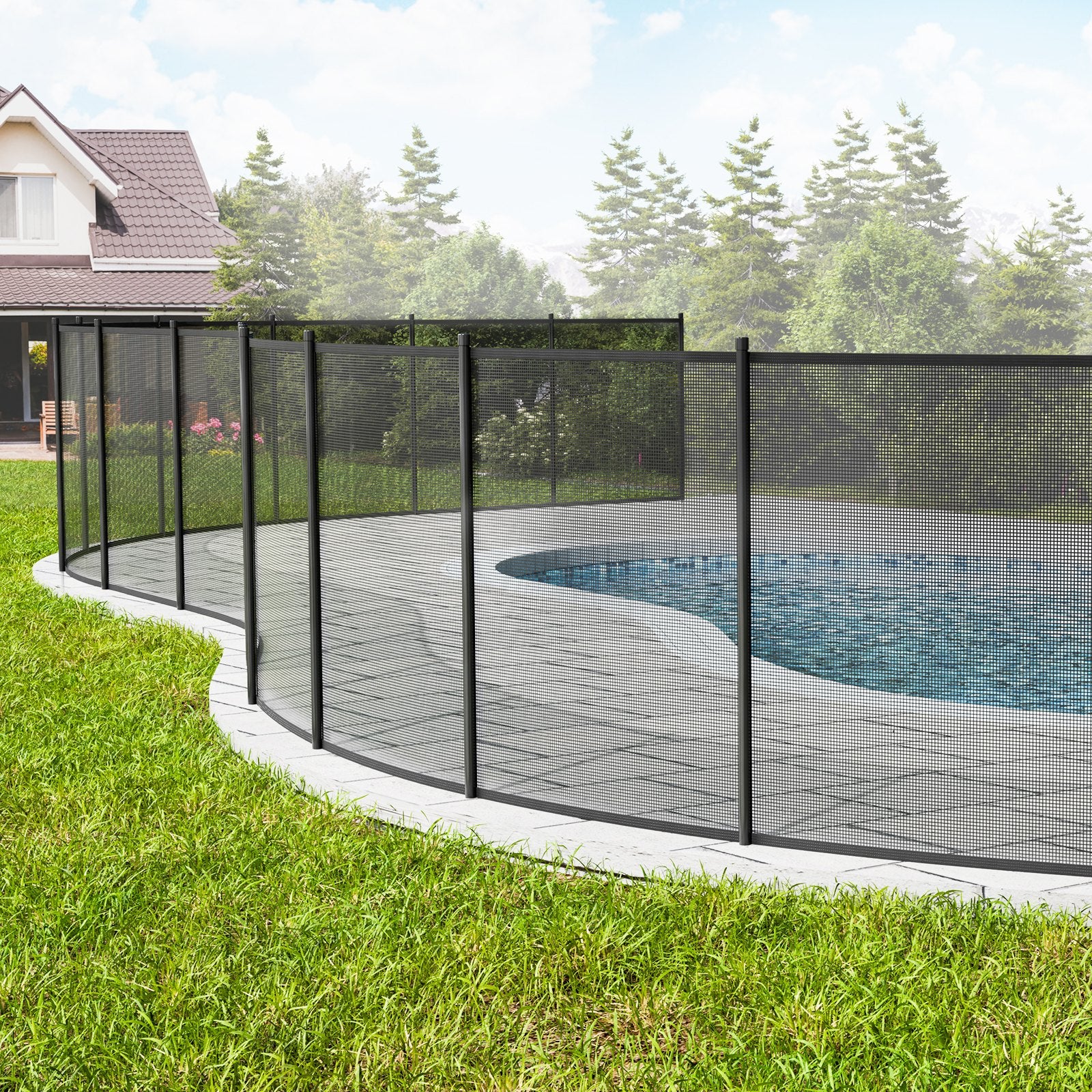 Pool Covers & Accessories: VEVOR Pool Fence, 4 x 12 FT Pool Fences for Inground Pools, Removable Child Safety Pool Fencing, Easy DIY Installation Swimming Pool Fence, 340gms Teslin PVC Pool Fence Mesh Protects Kids and Pets