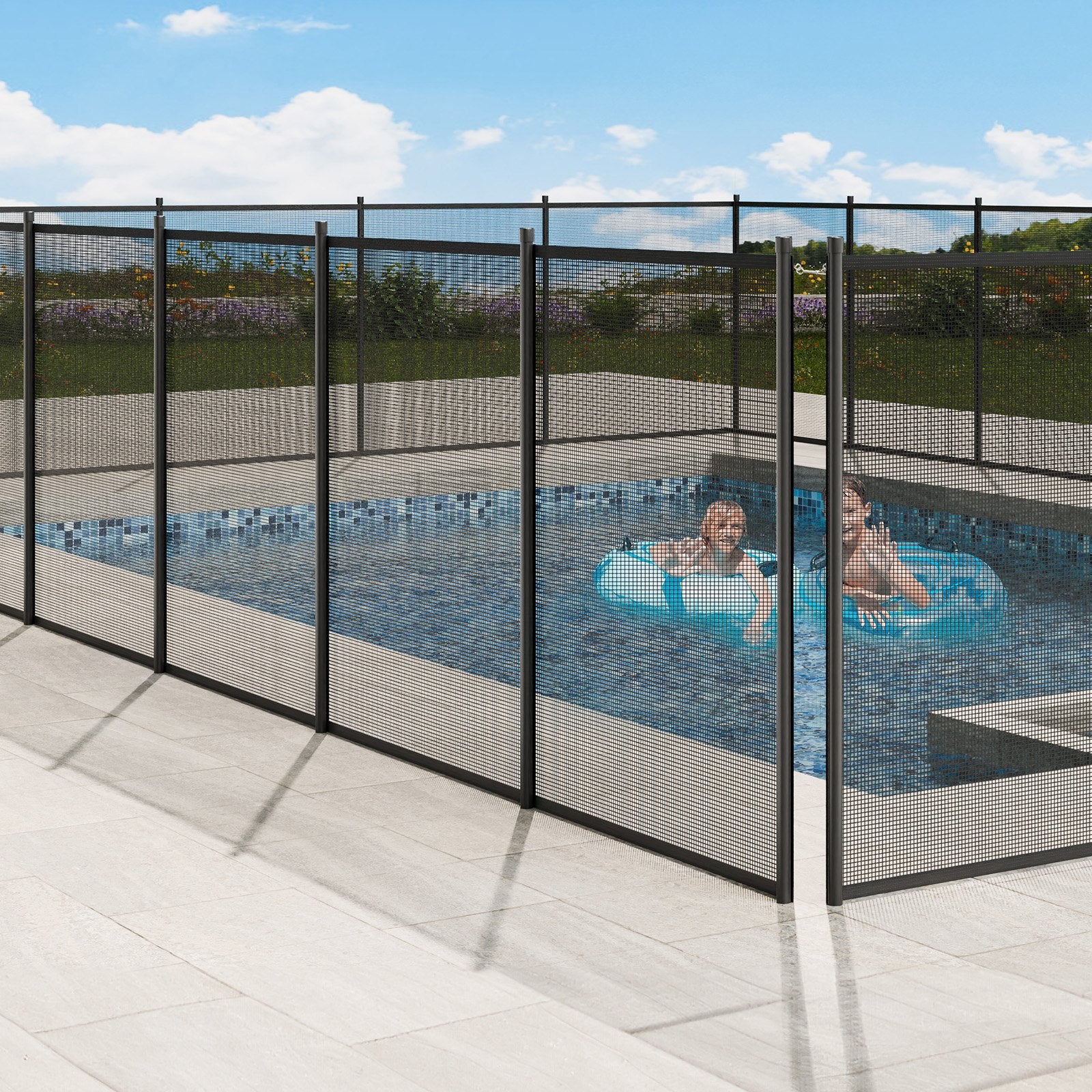 Pool Fence, 4 x 72 FT Pool Fences for Inground Pools, Removable Child Safety Pool Fencing, Easy DIY Installation Swimming Pool Fence, 340gms Teslin PVC Pool Fence Mesh Protects Kids and Pets