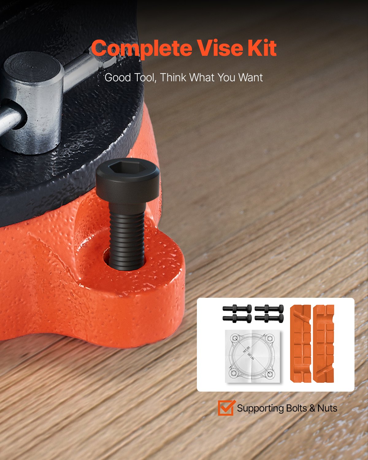 203 mm Bench Vice Multipurpose Heavy Duty Ductile Iron Swivel Locking Base