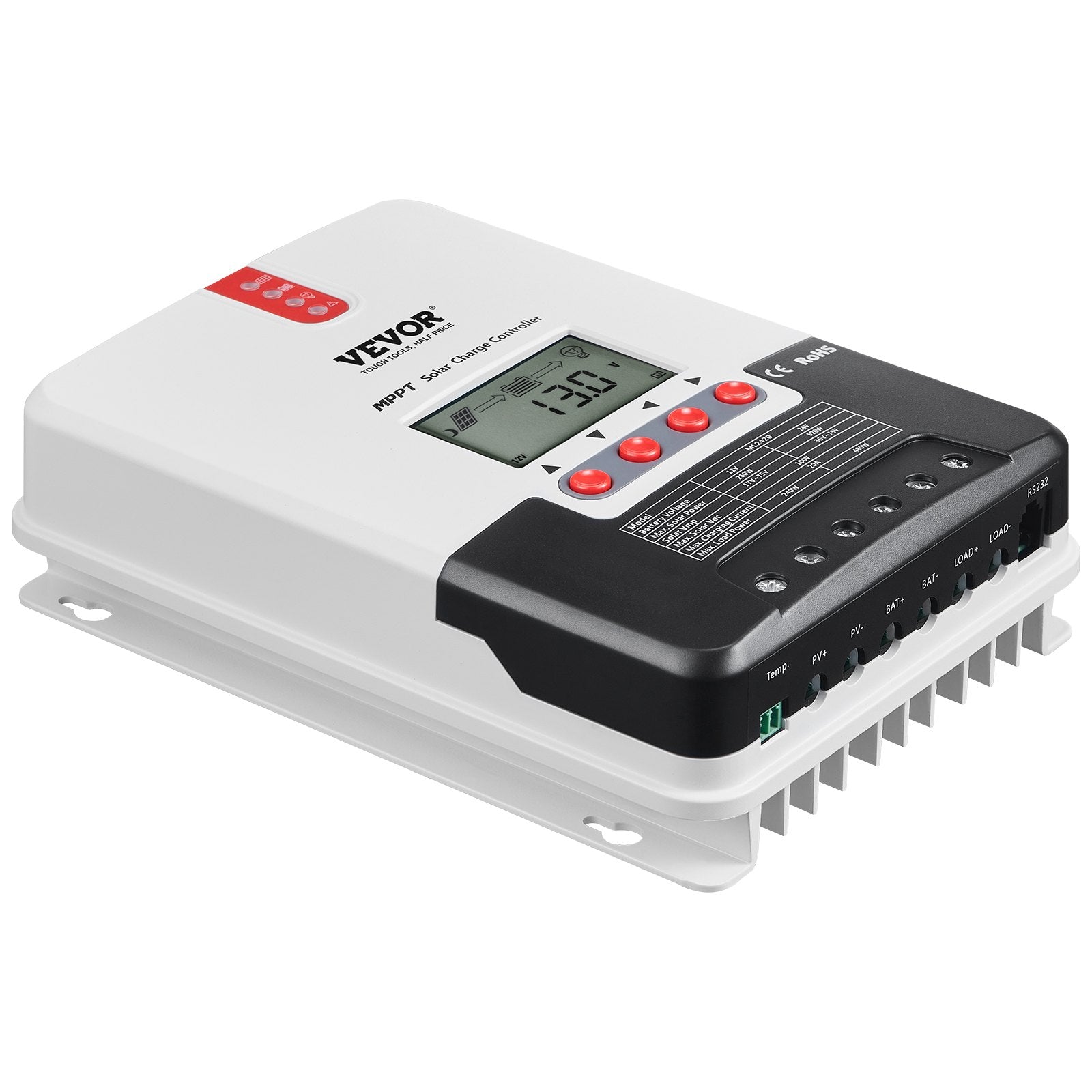 Automotive Repair & Speciality Tools: VEVOR 20A MPPT Solar Charge Controller, Auto DC Input, Solar Panel Regulator Charger with LCD Display Temperature Sensor Cable, for Sealed(AGM), Gel, Flooded and Lithium Battery Charging