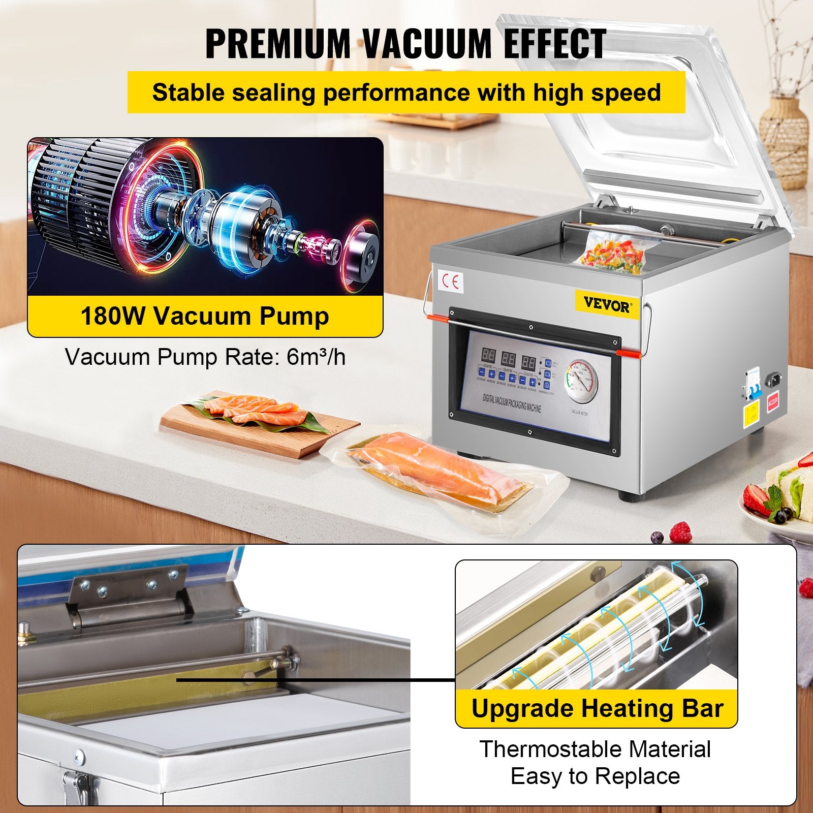Food Storage: Vevor DZ-260C Digital Vacuum Sealer Food Vacuum Sealing Packing Machine 220V