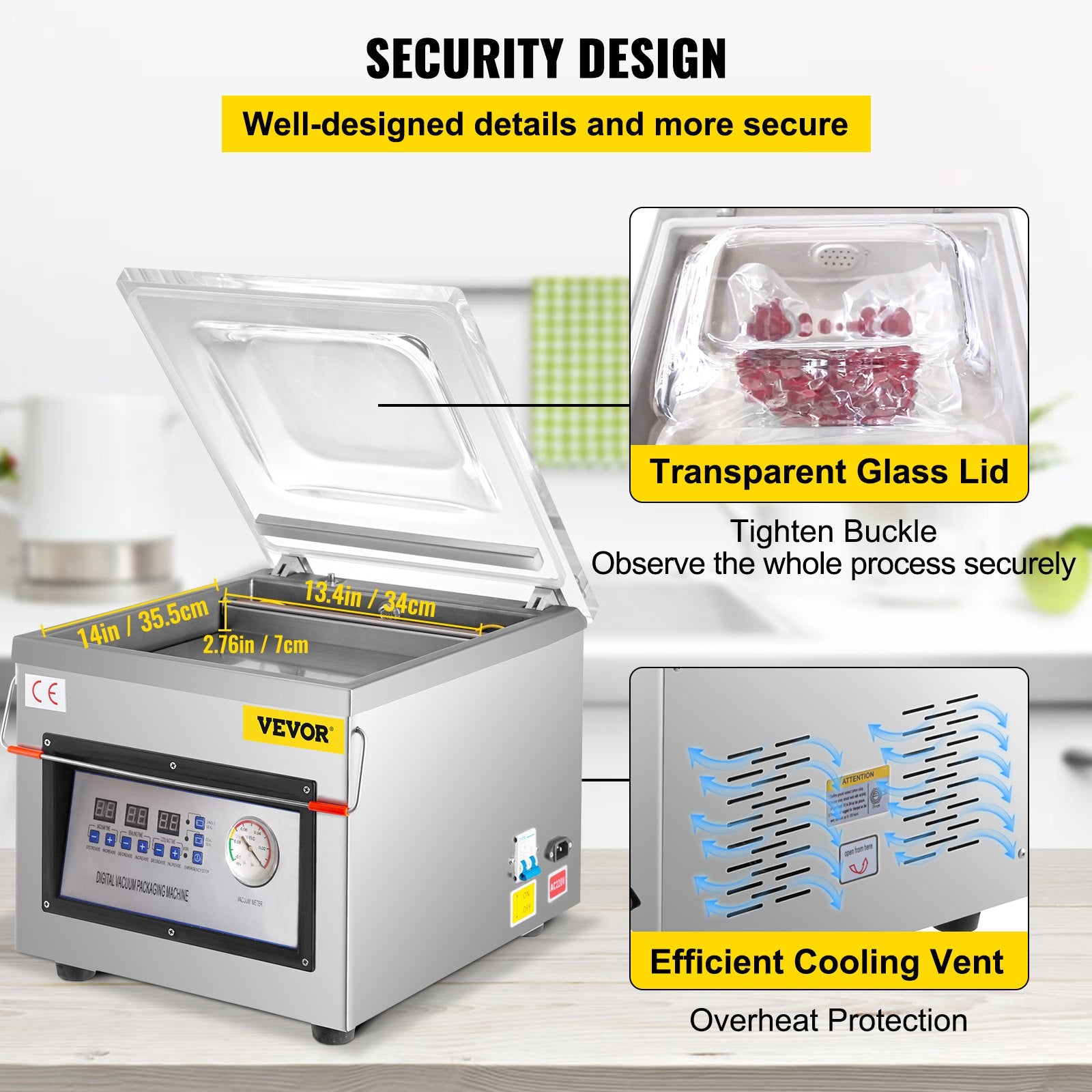 Food Storage: Vevor DZ-260C Digital Vacuum Sealer Food Vacuum Sealing Packing Machine 220V