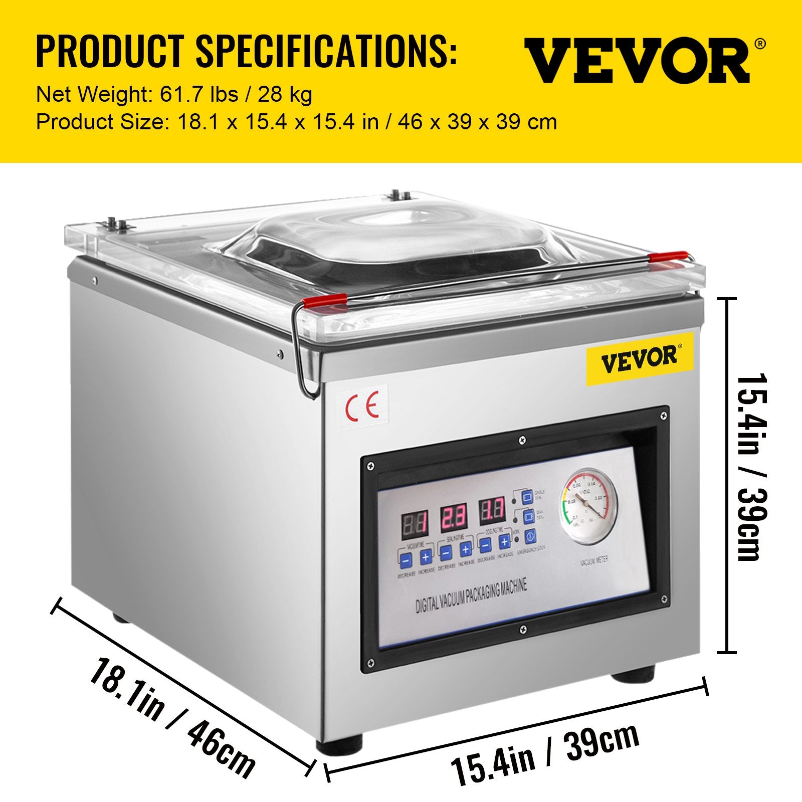 Food Storage: Vevor DZ-260C Digital Vacuum Sealer Food Vacuum Sealing Packing Machine 220V