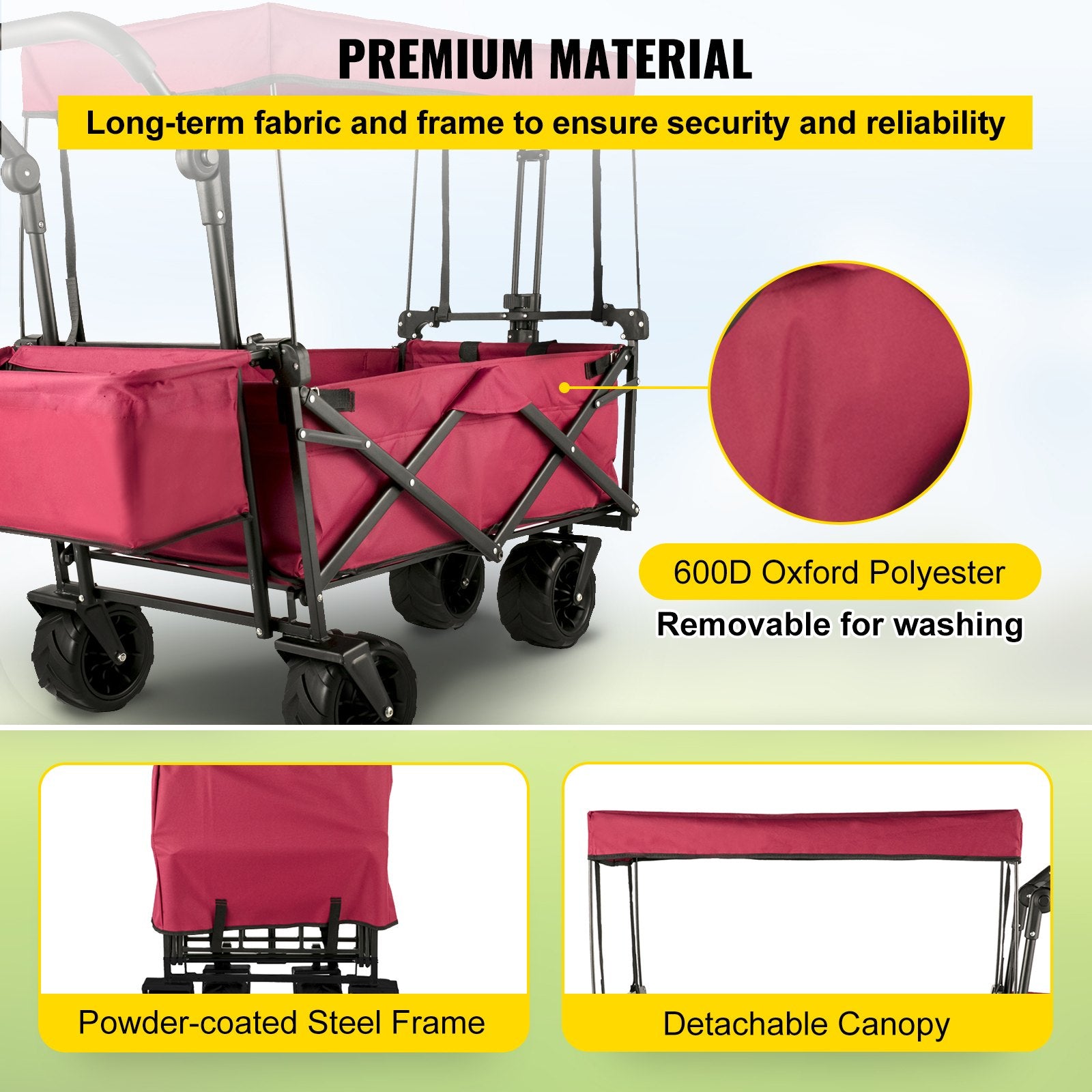 Calendars, Organisers & Planners: VEVOR Folding Wagon Cart, Collapsible Folding Garden Cart w/ Shade Beach Utility