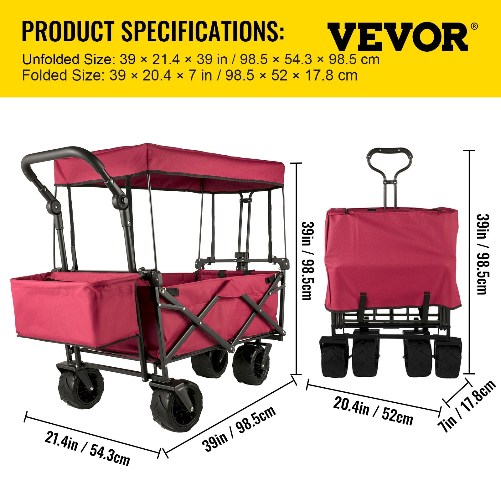 Calendars, Organisers & Planners: VEVOR Folding Wagon Cart, Collapsible Folding Garden Cart w/ Shade Beach Utility