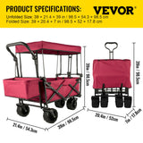 Calendars, Organisers & Planners: VEVOR Folding Wagon Cart, Collapsible Folding Garden Cart w/ Shade Beach Utility