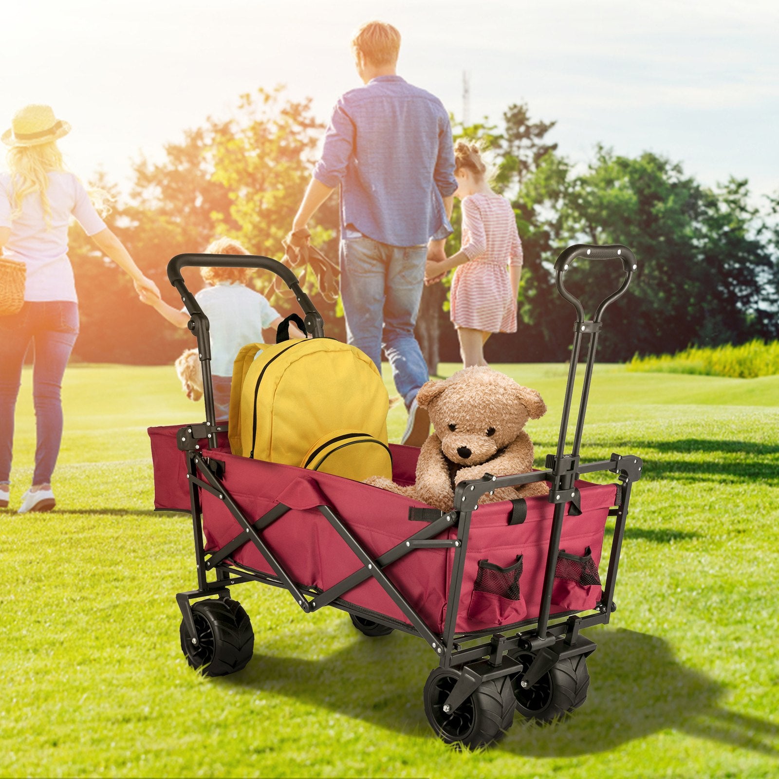 Calendars, Organisers & Planners: VEVOR Folding Wagon Cart, Collapsible Folding Garden Cart w/ Shade Beach Utility