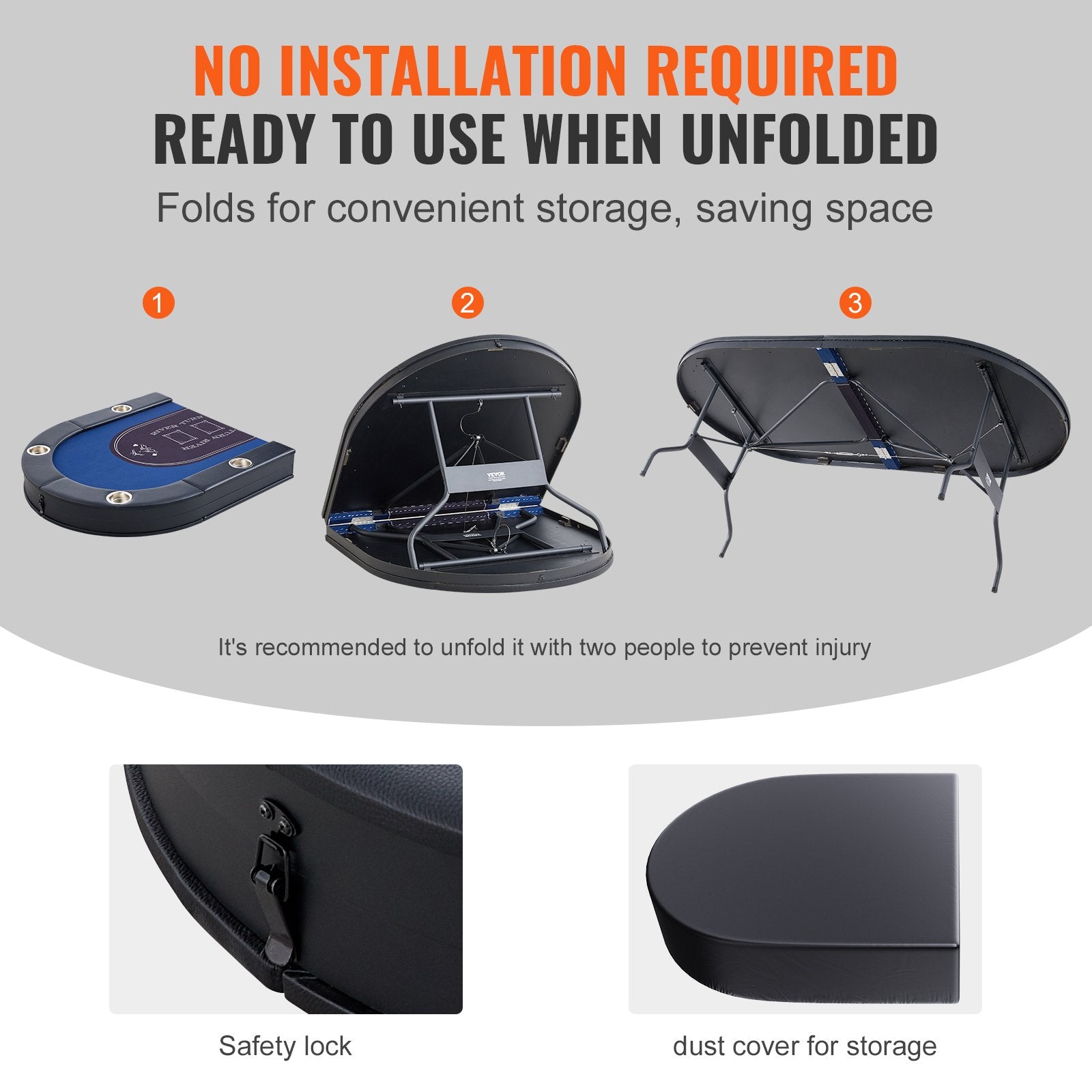 Card Games: VEVOR 8 Player Foldable Poker Table, Blackjack Texas Holdem Poker Table with Padded Rails and Stainless Steel Cup Holders, Portable Folding Card Board Game Table,183cm Oval Casino Leisure Table, Blue