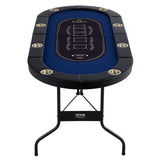 Card Games: VEVOR 8 Player Foldable Poker Table, Blackjack Texas Holdem Poker Table with Padded Rails and Stainless Steel Cup Holders, Portable Folding Card Board Game Table,183cm Oval Casino Leisure Table, Blue