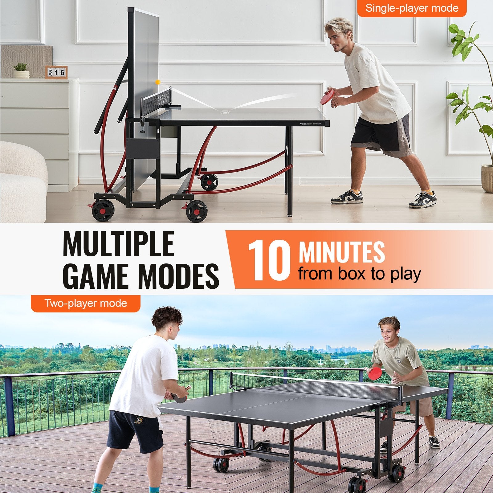 Outdoor Dining Sets: VEVOR Ping Pong Table Foldable Table Tennis Game Table Indoor Outdoor with Net