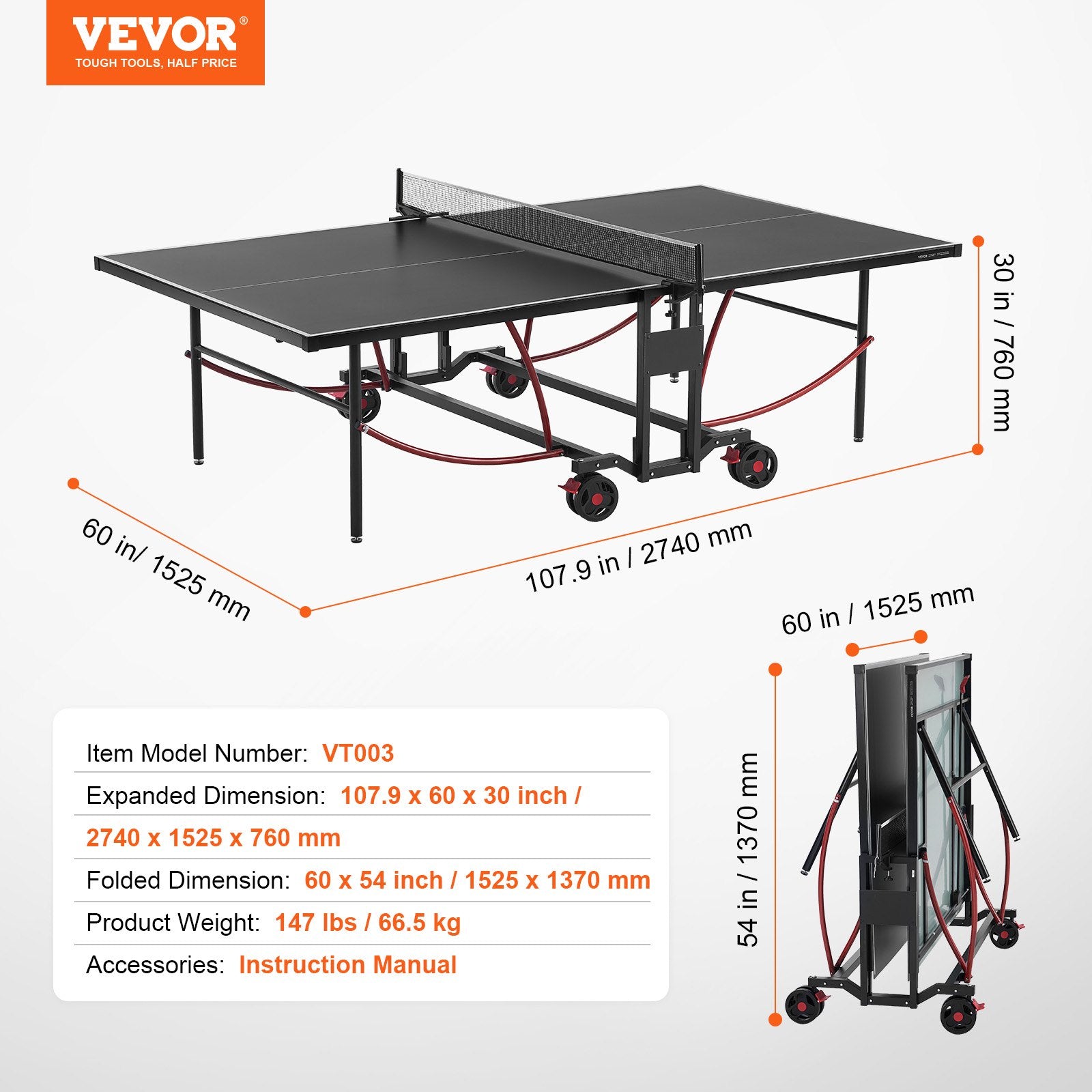 Outdoor Dining Sets: VEVOR Ping Pong Table Foldable Table Tennis Game Table Indoor Outdoor with Net