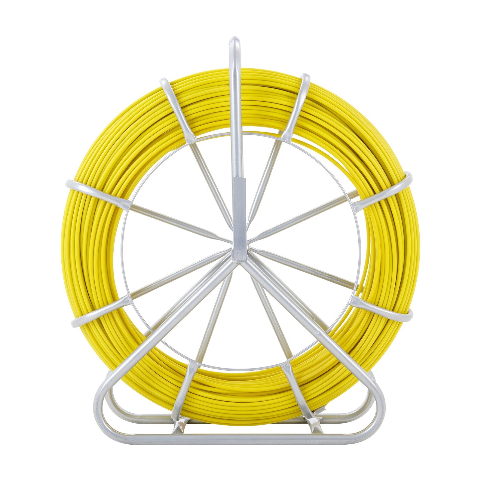 Power & Electrical Supplies: VEVOR Fish Tape Fiberglass, 150 m, 7.9 mm, Duct Rodder Fishtape Wire Puller, Cable Running Rod with Steel Reel Stand, 3 Pulling Heads, Fishing Tools for Walls and Electrical Conduit, Non-Conductive