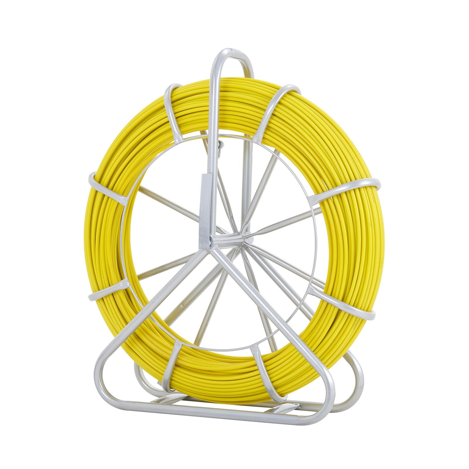 Power & Electrical Supplies: VEVOR Fish Tape Fiberglass, 129.5 m, 6.35 mm, Duct Rodder Fishtape Wire Puller, Cable Running Rod with Steel Reel Stand, 3 Pulling Heads, Fishing Tools for Walls and Electrical Conduit, Non-Conductive