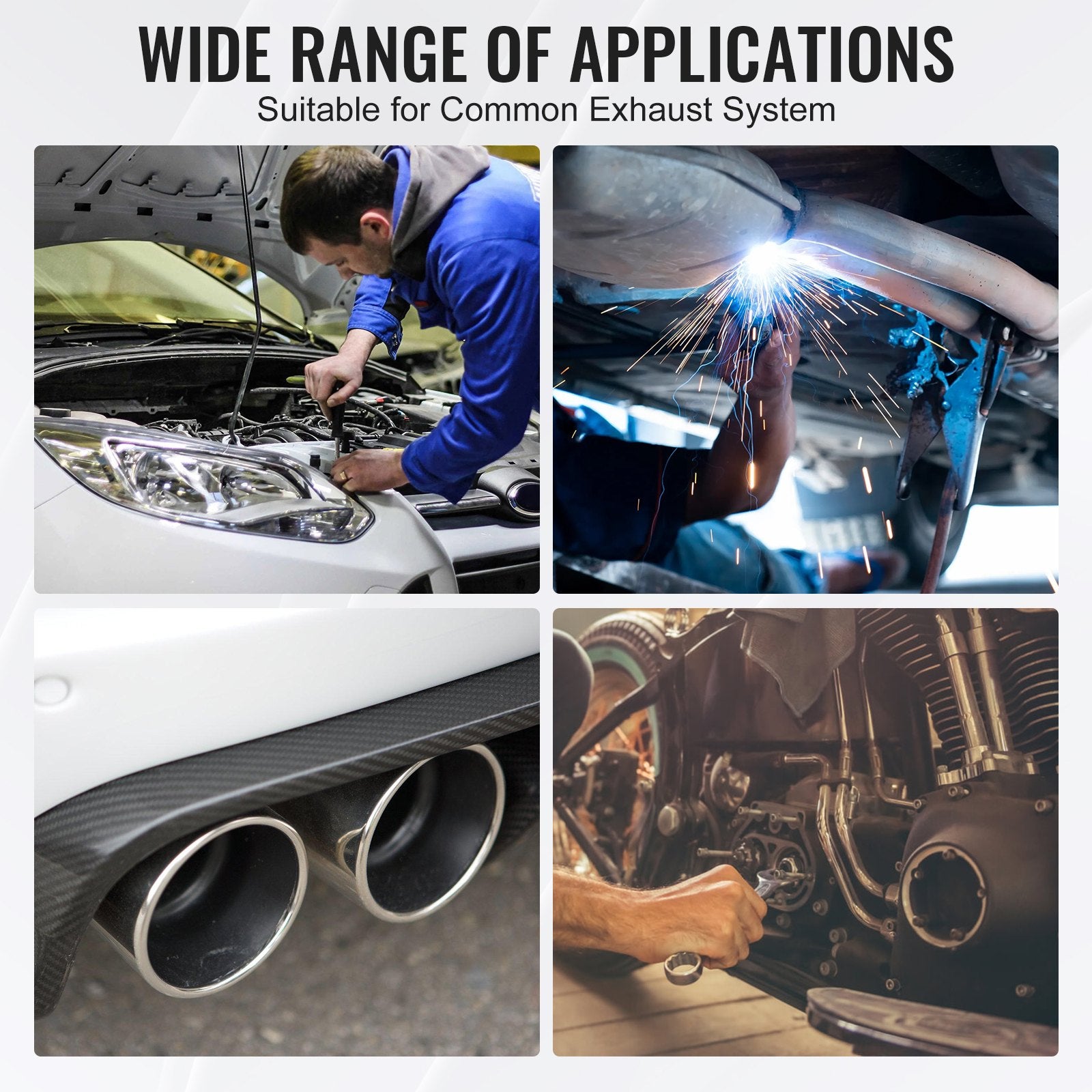 Fuel & Exhaust: VEVOR DIY Universal Exhaust Kit 16 Pieces Exhaust Pipe Kit with Slip-Fit Joint