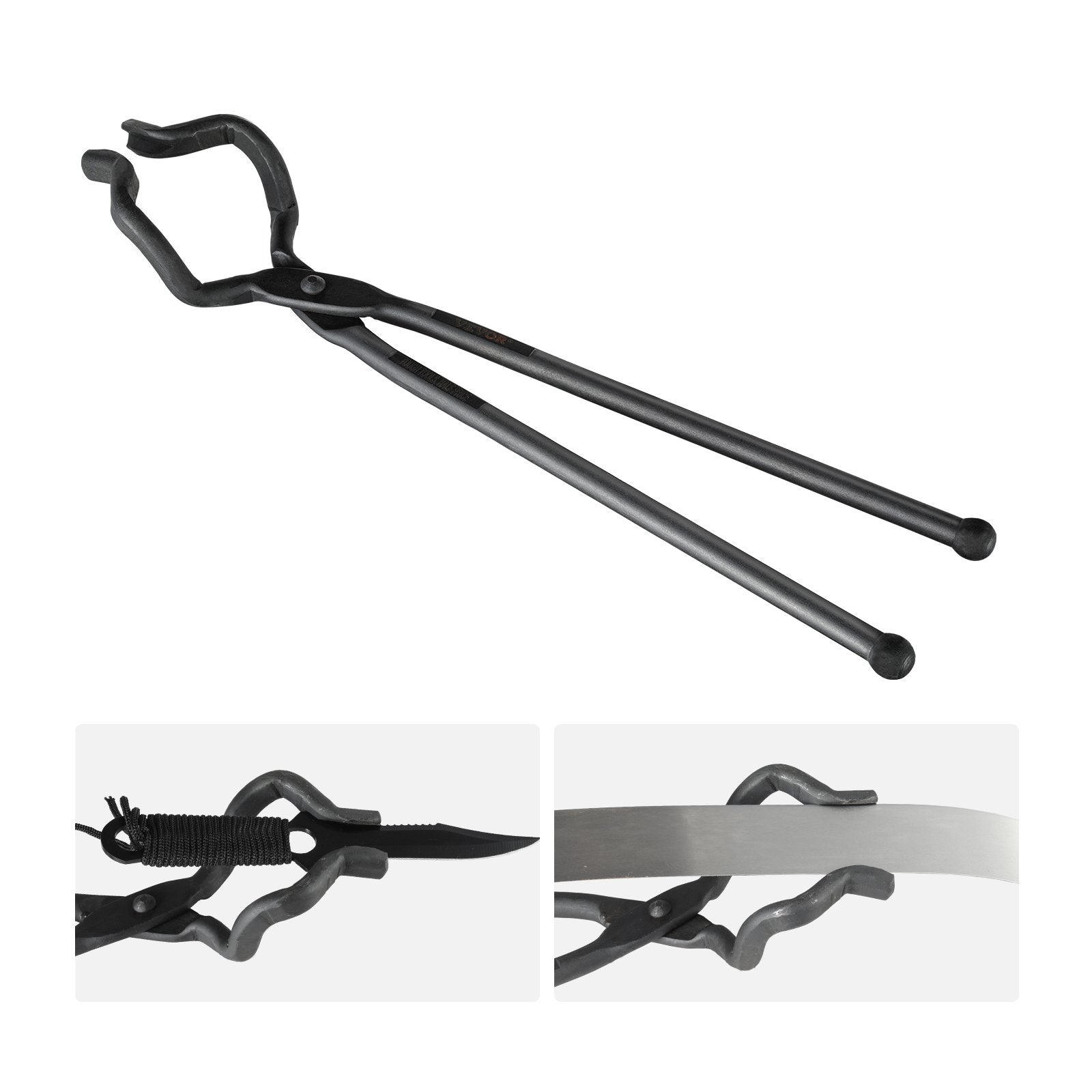 Cutlery: VEVOR Blacksmith Tongs, 463mm Z V-Bit Tongs, Carbon Steel Forge Tongs with A3 Steel Rivets, for Knife Blades, Long Pieces, Circular Forgings, for Beginner and Seasoned Blacksmiths and Bladesmiths