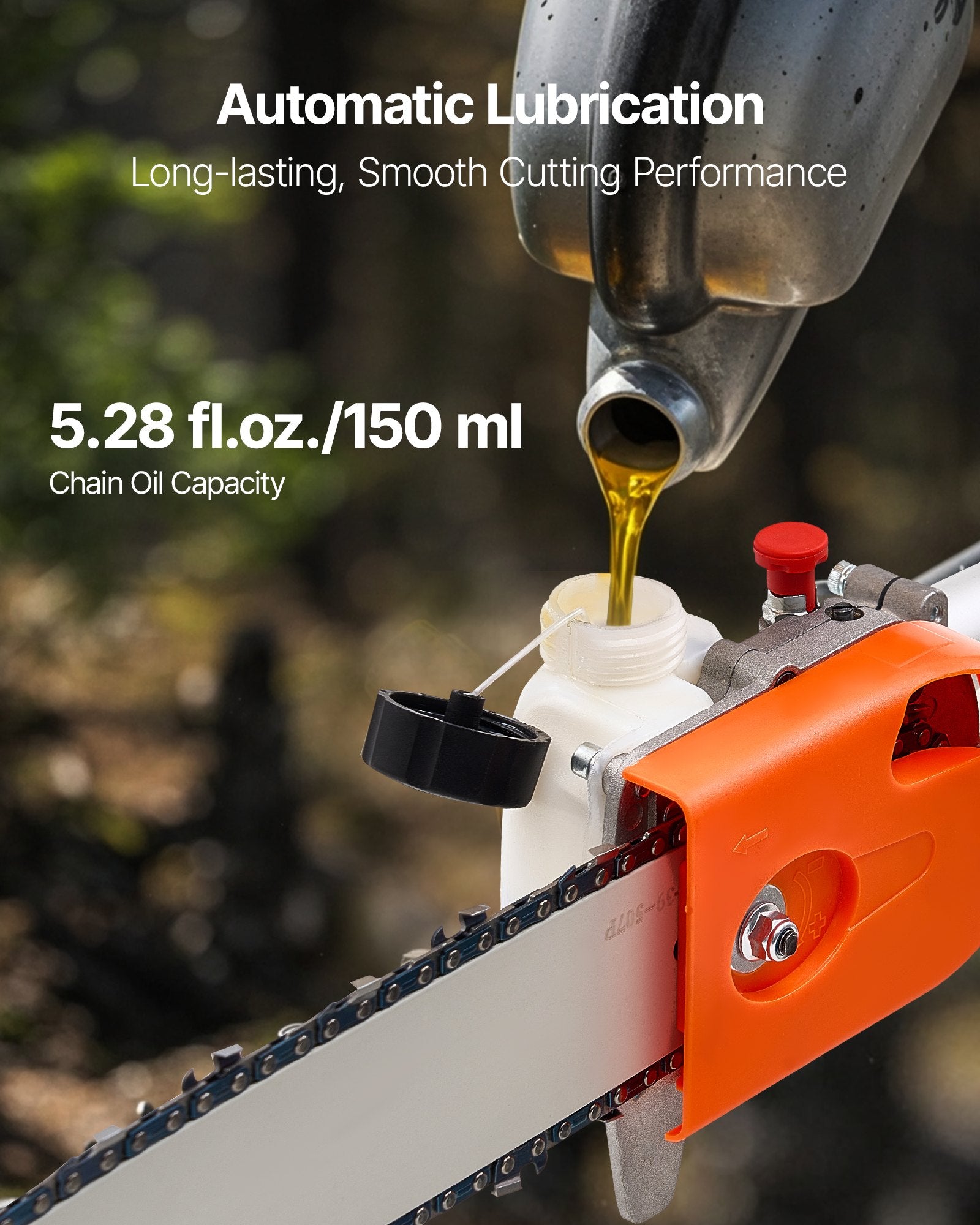 Gas Pole Saw, 43CC 2 Stroke Gas Powered Pole Saws with 25.4 cm Cutting Bar, Cordless Tree Trimmer with Rotatable Head, 2.1 to 3.6 m Extendable, Powerful Chainsaw for Tree Trimming Pruning
