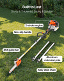 Chainsaws: VEVOR Gas Pole Saw, 43CC 2 Stroke Gas Powered Pole Saws with 25.4 cm Cutting Bar, Cordless Tree Trimmer with Rotatable Head, 2.1 to 3.6 m Extendable, Powerful Chainsaw for Tree Trimming Pruning