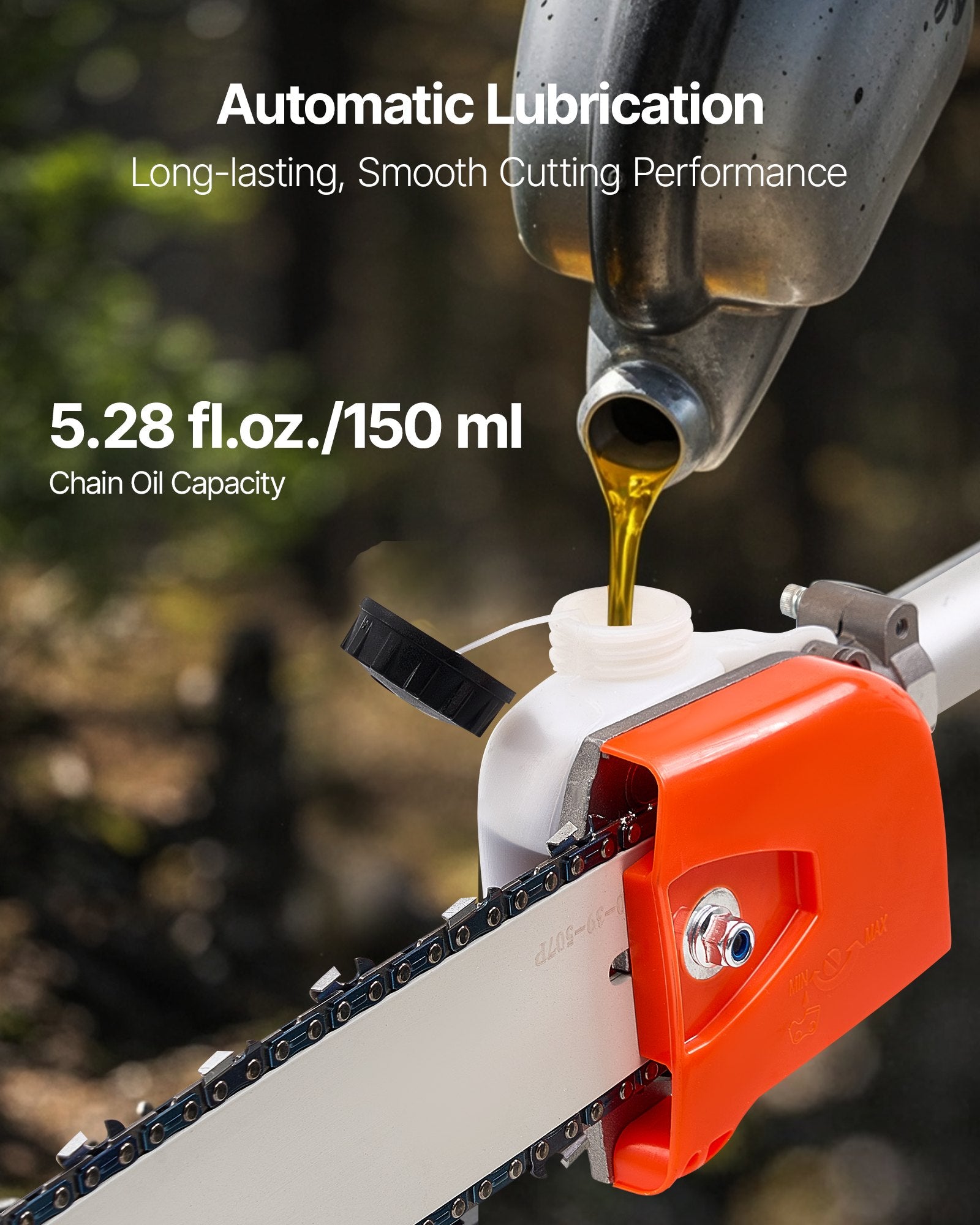 Chainsaws: VEVOR Gas Pole Saw, 33CC 2 Stroke Gas Powered Pole Saws with 20.3 cm Cutting Bar, Cordless Tree Trimmer with 850ml Fuel Tank, 2.08 to 3.58 m  Extendable, Powerful Chainsaw for Tree Trimming Pruning