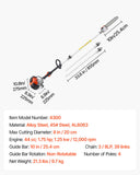 Chainsaws: VEVOR Gas Pole Saw, 33CC 2 Stroke Gas Powered Pole Saws with 20.3 cm Cutting Bar, Cordless Tree Trimmer with 850ml Fuel Tank, 2.08 to 3.58 m  Extendable, Powerful Chainsaw for Tree Trimming Pruning