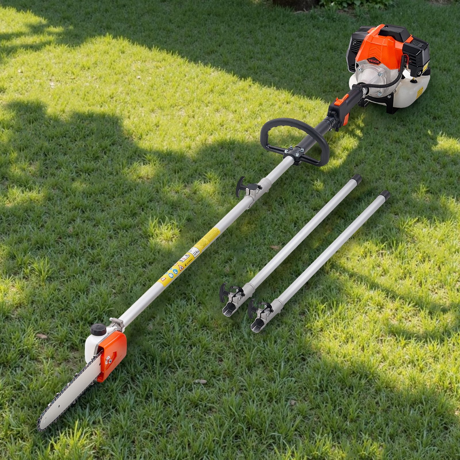Chainsaws: VEVOR Gas Pole Saw, 33CC 2 Stroke Gas Powered Pole Saws with 20.3 cm Cutting Bar, Cordless Tree Trimmer with 850ml Fuel Tank, 2.08 to 3.58 m  Extendable, Powerful Chainsaw for Tree Trimming Pruning