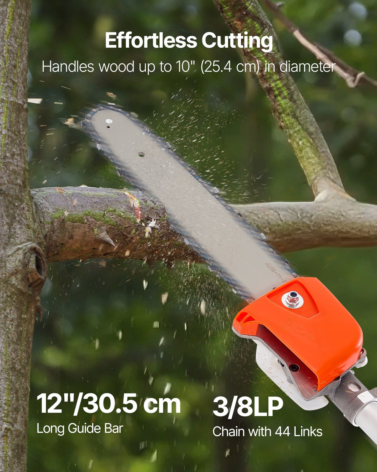 Chainsaws: VEVOR Gas Pole Saw, 25CC 2 Stroke Gas Powered Pole Saws with 30.5 cm Cutting Bar, Cordless Tree Trimmer with 650ml Fuel Tank, 2.12 to 3.62 m Extendable, Powerful Chainsaw for Tree Trimming Pruning
