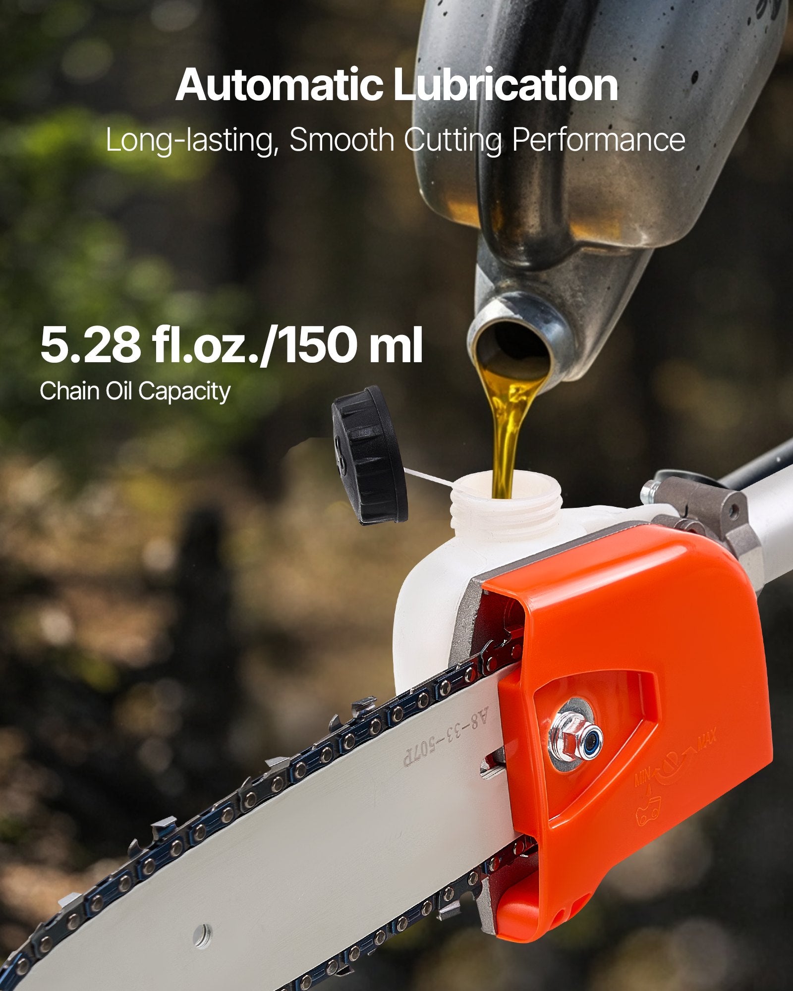 Chainsaws: VEVOR Gas Pole Saw, 25CC 2 Stroke Gas Powered Pole Saws with 20.3 cm Cutting Bar, Cordless Tree Trimmer with 650ml Fuel Tank, 2 to 2.74 m Extendable, Powerful Chainsaw for Tree Trimming Pruning