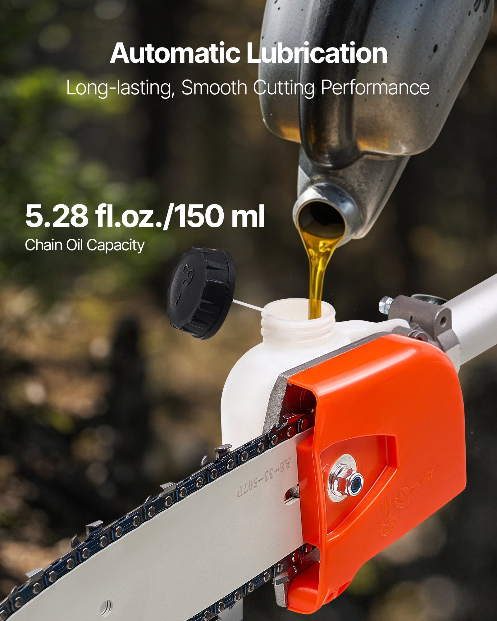 Chainsaws: VEVOR Gas Pole Saw, 33CC 2 Stroke Gas Powered Pole Saws with 20.3 cm Cutting Bar, Cordless Tree Trimmer with 850ml Fuel Tank, 2 to 3.5 m  Extendable, Powerful Chainsaw for Tree Trimming Pruning