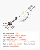 Chainsaws: VEVOR Gas Pole Saw, 33CC 2 Stroke Gas Powered Pole Saws with 20.3 cm Cutting Bar, Cordless Tree Trimmer with 850ml Fuel Tank, 2 to 3.5 m  Extendable, Powerful Chainsaw for Tree Trimming Pruning