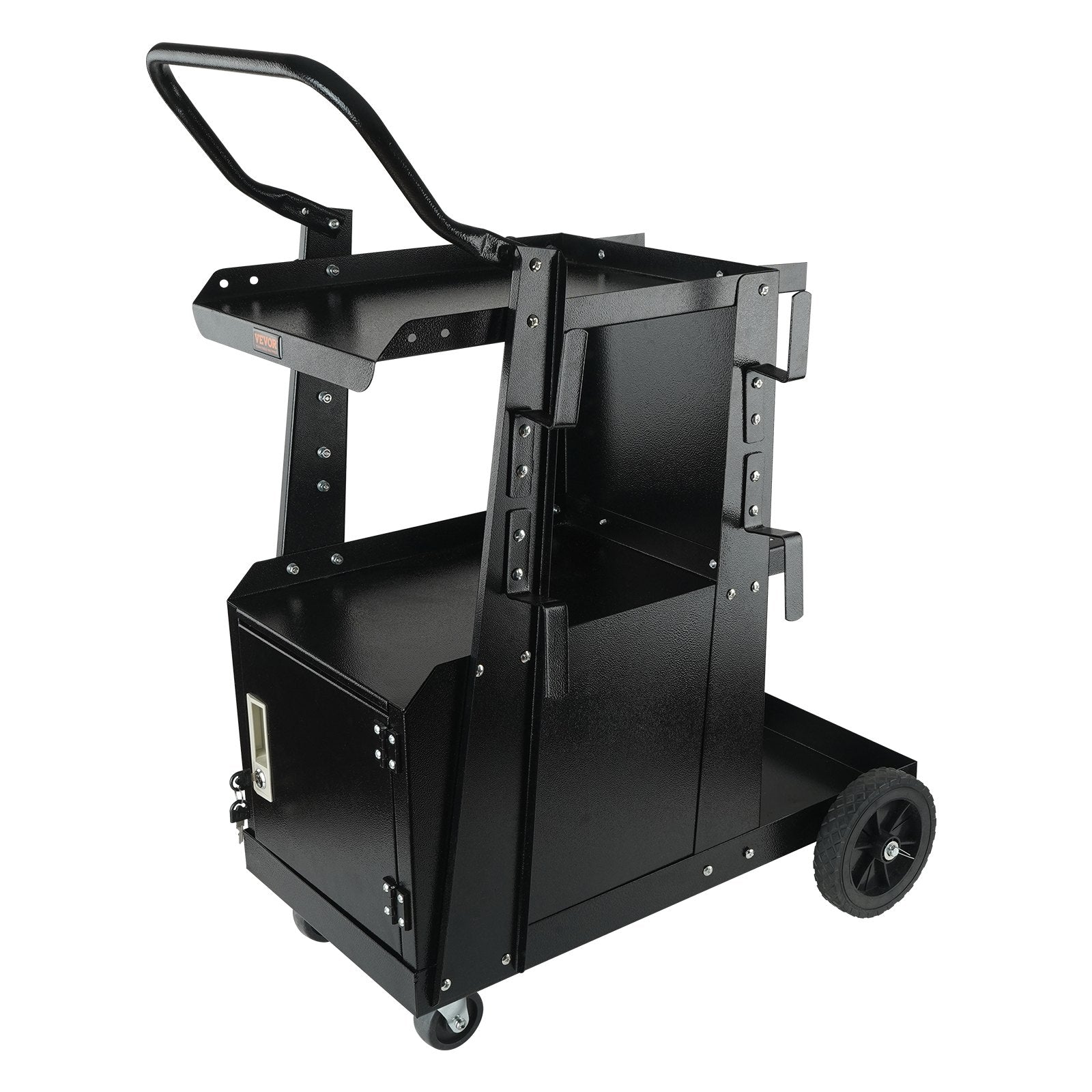Utility Trolleys: VEVOR Welding Cart, 2-Tier Heavy Duty Welder Cart with Anti-Theft Lockable Cabinet, 265LBS Weight Capacity, 360° Swivel Wheels, Tank Storage Safety Chains, Welding Cabinet for TIG, ARC, Plasma Cutter