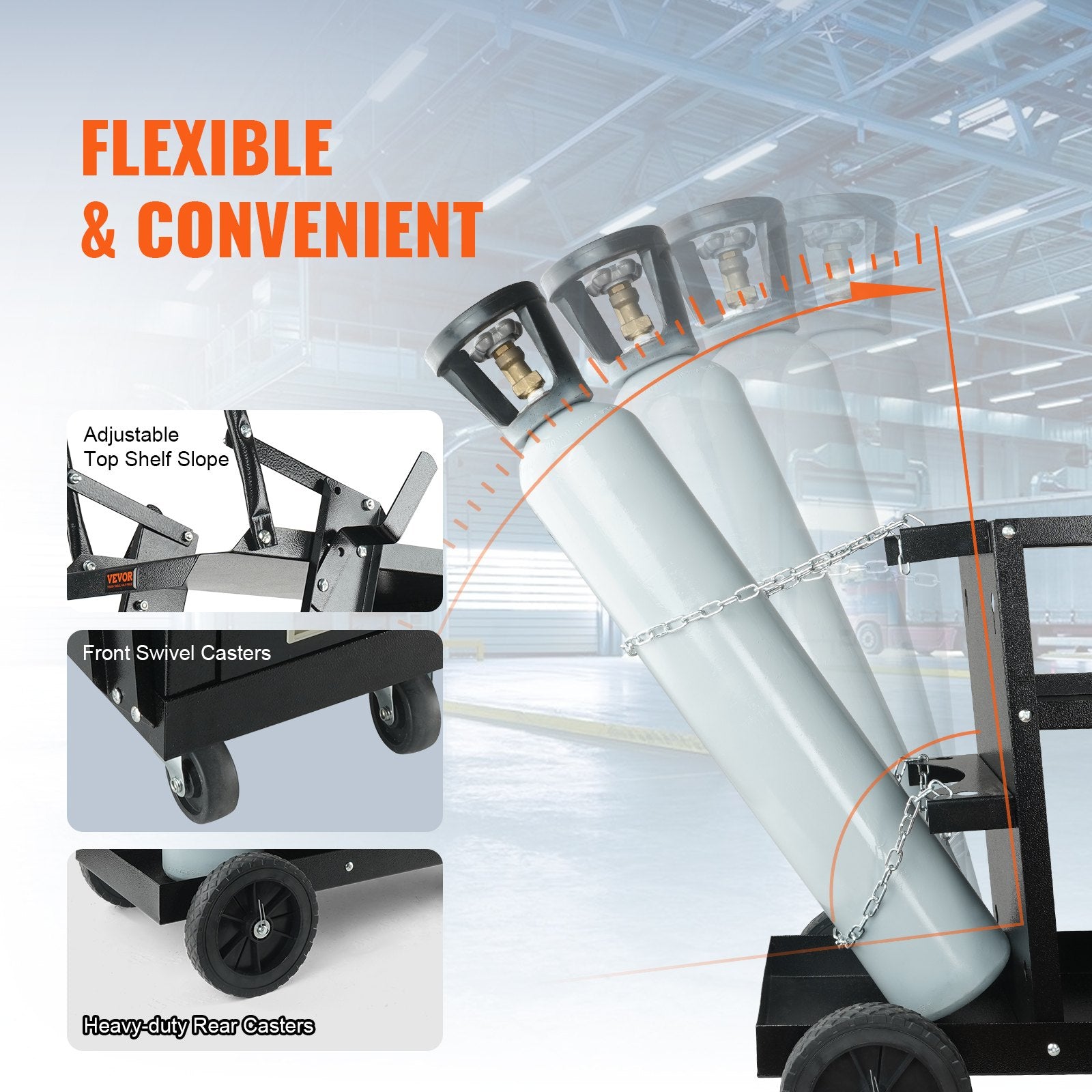 Welding Cart, 2-Tier 4 Drawers Welder Cart with 265 LBS Weight Capacity, Swivel Wheels, Tank Storage Safety Chains, Heavy Duty Rolling MIG Welder Cart for Mig Welder and Plasma Cutter