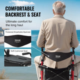 Portable Air Conditioners: VEVOR 2 in 1 Rollator Walker & Transport Chair for Seniors, Folding Rolling Walker Wheelchair Combo & Footrests, Lightweight Aluminum Mobility Walker with Adjustable Handle, All Terrain Wheels, 136KG